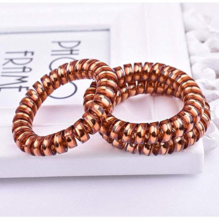 Shivarth Rubber Telephone Wire Hair Ties Spiral Slinky Hair Head Elastic Bands Set Color Mixing Fashion Transparent Clear Elastic Hair Bands Wire Styled Ties Spiral Rubber Rope Bobble 10pcs - Image 3